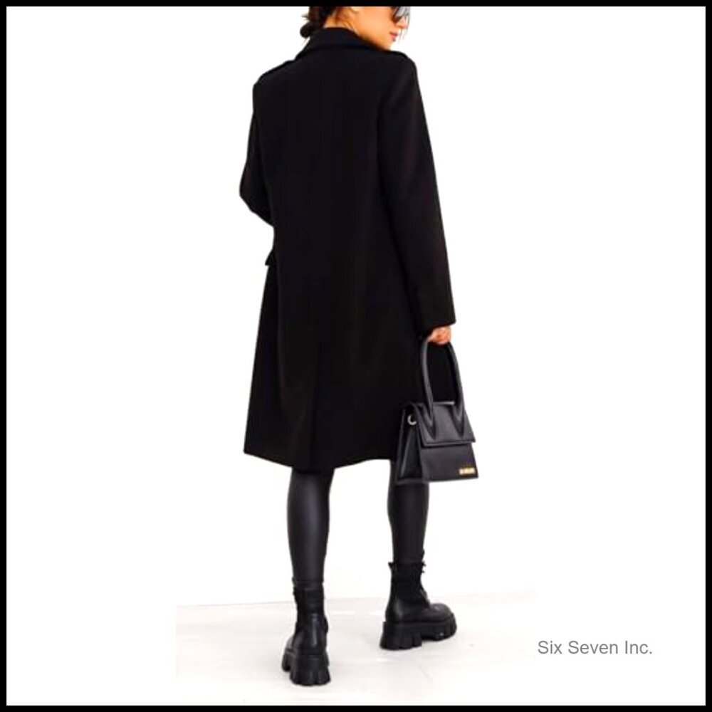 Wool Blend Long Trench Coat Double Breasted Winter Pea Coat Women's - Picture 6 of 7